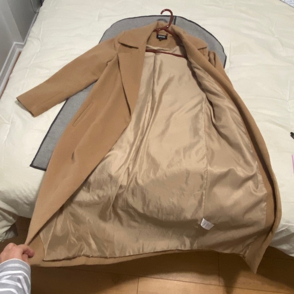 Missguided camel long coat Size 6 US - Picture 7 of 10